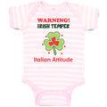 Baby Clothes Warning Irish Temper - Italian Attitude Baby Bodysuits Cotton