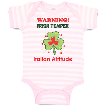 Baby Clothes Warning Irish Temper - Italian Attitude Baby Bodysuits Cotton
