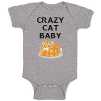 Baby Clothes Crazy Cat Baby Cat Sitting with Mouth Open Baby Bodysuits Cotton