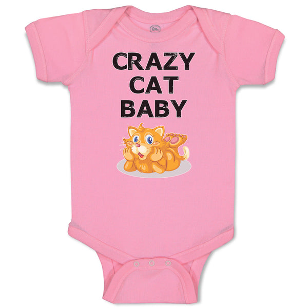 Baby Clothes Crazy Cat Baby Cat Sitting with Mouth Open Baby Bodysuits Cotton