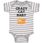 Baby Clothes Crazy Cat Baby Cat Sitting with Mouth Open Baby Bodysuits Cotton