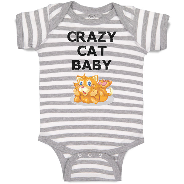 Baby Clothes Crazy Cat Baby Cat Sitting with Mouth Open Baby Bodysuits Cotton