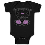 Baby Clothes Everybody Dance Meow Face of Cat with Bow Baby Bodysuits Cotton