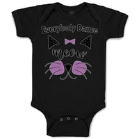 Baby Clothes Everybody Dance Meow Face of Cat with Bow Baby Bodysuits Cotton