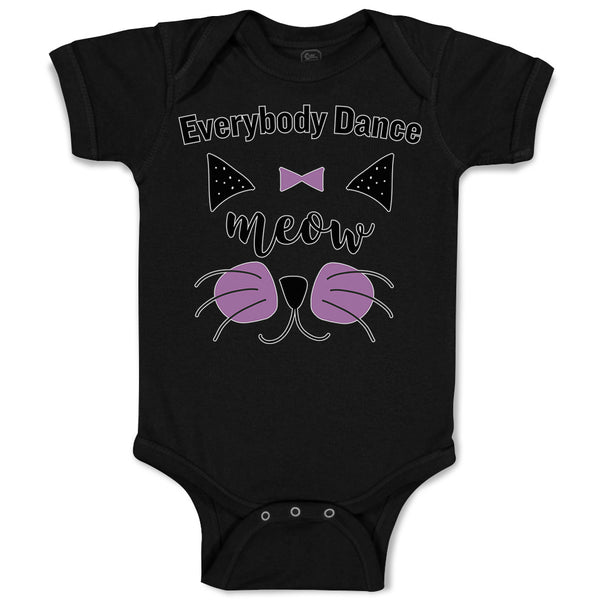 Baby Clothes Everybody Dance Meow Face of Cat with Bow Baby Bodysuits Cotton