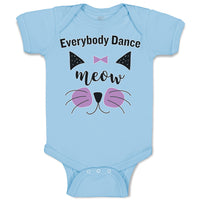 Baby Clothes Everybody Dance Meow Face of Cat with Bow Baby Bodysuits Cotton