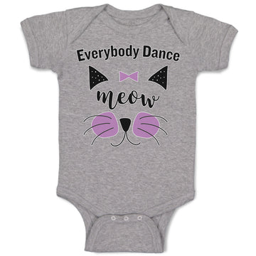 Baby Clothes Everybody Dance Meow Face of Cat with Bow Baby Bodysuits Cotton