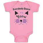 Baby Clothes Everybody Dance Meow Face of Cat with Bow Baby Bodysuits Cotton