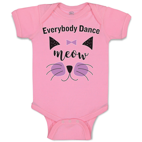 Baby Clothes Everybody Dance Meow Face of Cat with Bow Baby Bodysuits Cotton