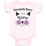 Baby Clothes Everybody Dance Meow Face of Cat with Bow Baby Bodysuits Cotton