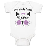 Baby Clothes Everybody Dance Meow Face of Cat with Bow Baby Bodysuits Cotton