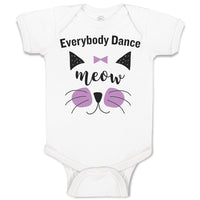 Baby Clothes Everybody Dance Meow Face of Cat with Bow Baby Bodysuits Cotton