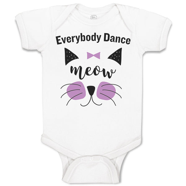 Baby Clothes Everybody Dance Meow Face of Cat with Bow Baby Bodysuits Cotton