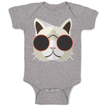 Baby Clothes Cat Head with Sun Glass Baby Bodysuits Boy & Girl Cotton