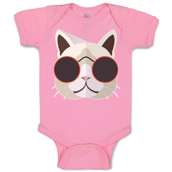 Baby Clothes Cat Head with Sun Glass Baby Bodysuits Boy & Girl Cotton