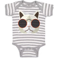 Baby Clothes Cat Head with Sun Glass Baby Bodysuits Boy & Girl Cotton