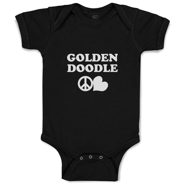 Baby Clothes Golden Doodle Pet Animal Dog Name with Heart and Peace Symbol