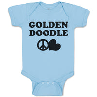 Baby Clothes Golden Doodle Pet Animal Dog Name with Heart and Peace Symbol