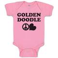 Baby Clothes Golden Doodle Pet Animal Dog Name with Heart and Peace Symbol