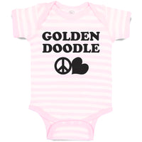 Baby Clothes Golden Doodle Pet Animal Dog Name with Heart and Peace Symbol