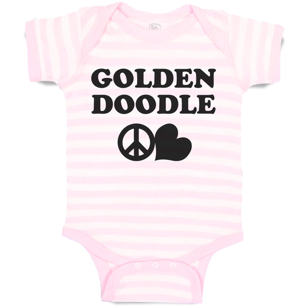 Baby Clothes Golden Doodle Pet Animal Dog Name with Heart and Peace Symbol