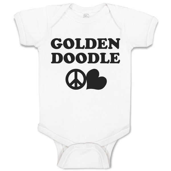 Baby Clothes Golden Doodle Pet Animal Dog Name with Heart and Peace Symbol