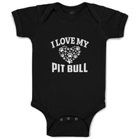 Baby Clothes I Love My Pit Bull with Paws Baby Bodysuits Boy & Girl Cotton