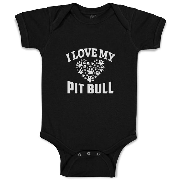 Baby Clothes I Love My Pit Bull with Paws Baby Bodysuits Boy & Girl Cotton