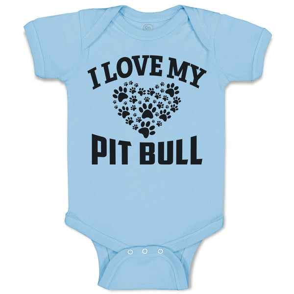 Baby Clothes I Love My Pit Bull with Paws Baby Bodysuits Boy & Girl Cotton