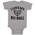 Baby Clothes I Love My Pit Bull with Paws Baby Bodysuits Boy & Girl Cotton