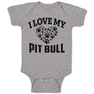 Baby Clothes I Love My Pit Bull with Paws Baby Bodysuits Boy & Girl Cotton