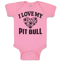 Baby Clothes I Love My Pit Bull with Paws Baby Bodysuits Boy & Girl Cotton