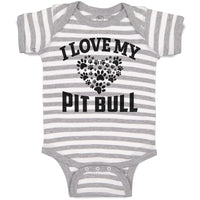 Baby Clothes I Love My Pit Bull with Paws Baby Bodysuits Boy & Girl Cotton