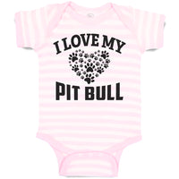 Baby Clothes I Love My Pit Bull with Paws Baby Bodysuits Boy & Girl Cotton