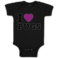 Baby Clothes I Love Pugs with Heart Symbol Baby Bodysuits Boy & Girl Cotton