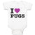 Baby Clothes I Love Pugs with Heart Symbol Baby Bodysuits Boy & Girl Cotton