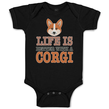 Baby Clothes Life Is Better with A Corgi Dog with Face Baby Bodysuits Cotton