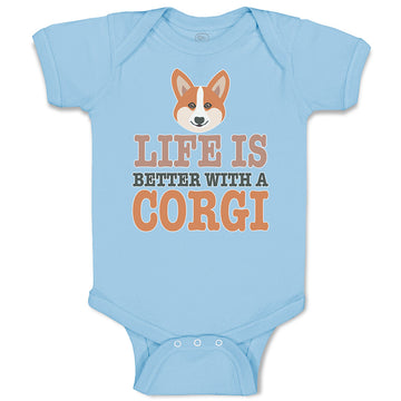 Baby Clothes Life Is Better with A Corgi Dog with Face Baby Bodysuits Cotton