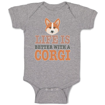 Baby Clothes Life Is Better with A Corgi Dog with Face Baby Bodysuits Cotton
