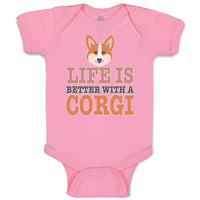 Baby Clothes Life Is Better with A Corgi Dog with Face Baby Bodysuits Cotton