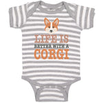 Baby Clothes Life Is Better with A Corgi Dog with Face Baby Bodysuits Cotton