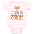 Baby Clothes Life Is Better with A Corgi Dog with Face Baby Bodysuits Cotton