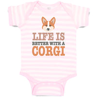 Baby Clothes Life Is Better with A Corgi Dog with Face Baby Bodysuits Cotton