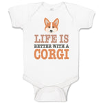 Baby Clothes Life Is Better with A Corgi Dog with Face Baby Bodysuits Cotton