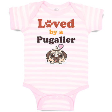 Baby Clothes Loved by A Pugalier Pet Animal Dog Baby Bodysuits Boy & Girl Cotton