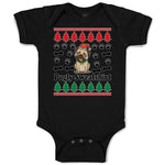 Baby Clothes Pugly Sweatshirt Dog with Christmas Hat and Bones and Paw Cotton