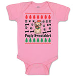 Baby Clothes Pugly Sweatshirt Dog with Christmas Hat and Bones and Paw Cotton