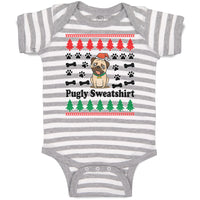 Baby Clothes Pugly Sweatshirt Dog with Christmas Hat and Bones and Paw Cotton