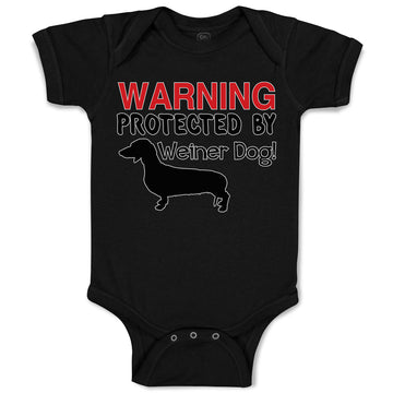 Baby Clothes Warning Protected by Weiner Dog! Baby Bodysuits Boy & Girl Cotton