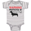 Baby Clothes Warning Protected by Weiner Dog! Baby Bodysuits Boy & Girl Cotton